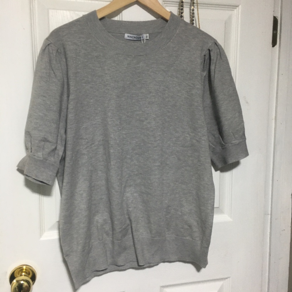 Gray Puff Sleeve Knit Top by MANGO